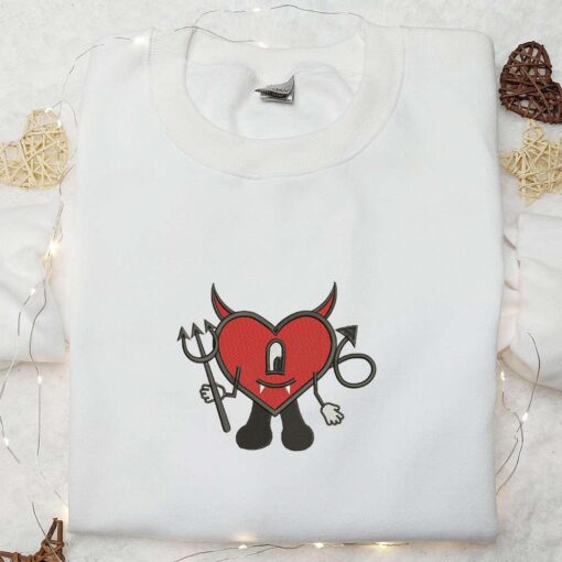 Bad Bunny Heart Devil Embroidered Shirt Halloween Embroidered Hoodie Best Gifts for Family