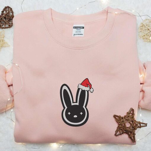 Bad Bunny Logo Christmas Hat Embroidered Shirt Christmas Embroidered Hoodie Best Gifts For Family