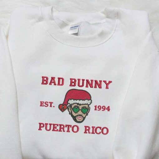 Bad Bunny Puerto Rico Since 1994 Embroidered Shirt Celebrity Embroidered Hoodie Christmas Embroidered Shirt