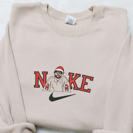 Bad Bunny Santa Hat Christmas x Nike Embroidered Sweatshirt Christmas Embroidered Shirt Best Christmas Gift Ideas