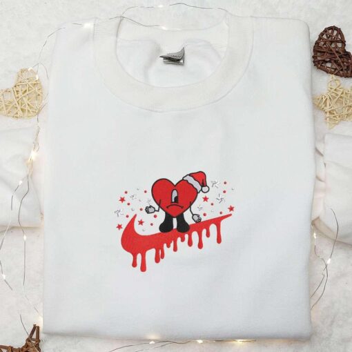 Bad Bunny Santa Hat x Nike Swoosh Embroidered Shirt Christmas Embroidered Hoodie Best Gifts For Family