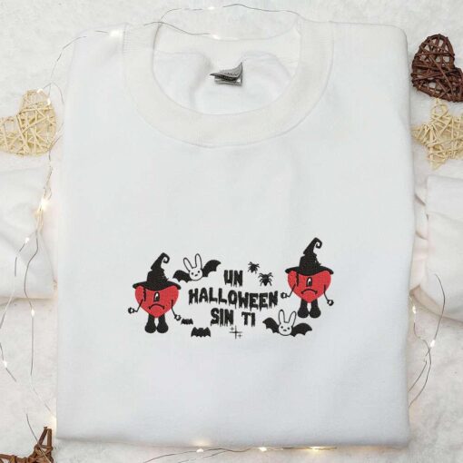 Bad Bunny Un Halloween Sin Ti Embroidered Shirt Cool Halloween Embroidered Hoodie Best Gifts for Family