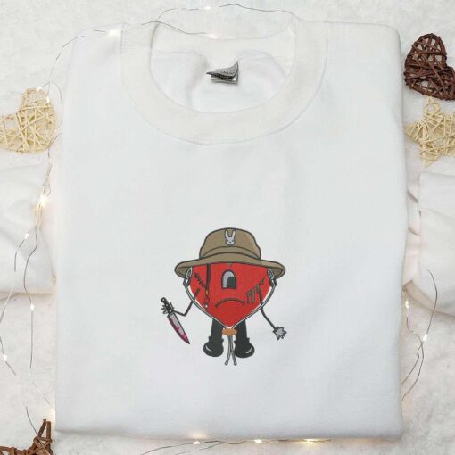 Bad Bunny with Knife Embroidered Sweatshirt Halloween Embroidered Sweatshirt Best Halloween Gifts