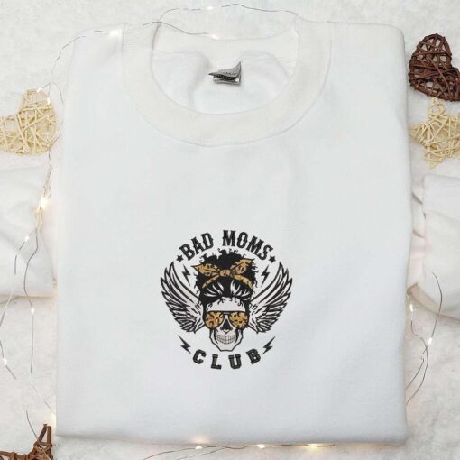 Bad Moms Club Skull Embroidered Sweatshirt Halloween Embroidered Hoodie Best Halloween Gifts Ideas