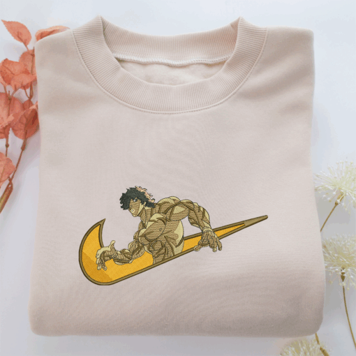 Baki Hanma Swoosh Nike Embroidered Sweatshirt, Nike Movie Inspired, Best Gifts Idea For Him Her