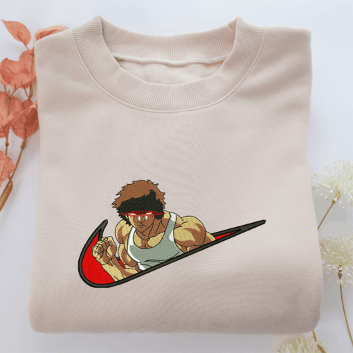 Baki Hanma Swoosh v1 Nike Embroidered Sweatshirt, Nike Movie Inspired, Best Gifts Idea For Him Her