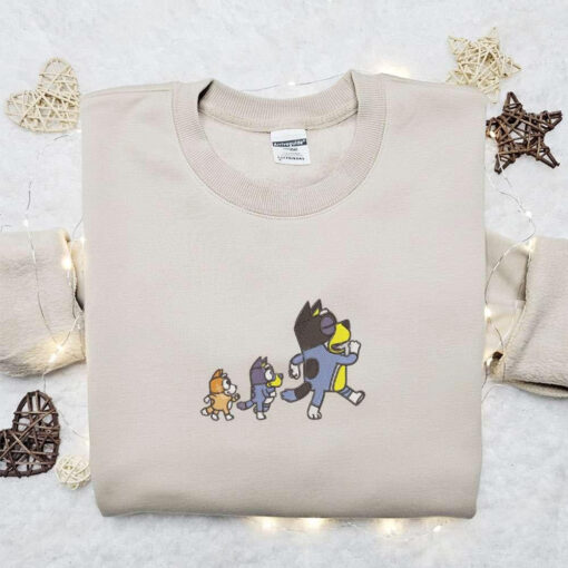 Bandit Bluey Bingo Embroidered Shirt Bluey Cartoon Embroidered Hoodie Best Fathers Day Gift Idea