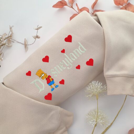 Bart Disneyland Embroidery, Disneyland Embroidered Sweatshirt, Movie Disney Inspired, Best Gifts Idea For Him Her