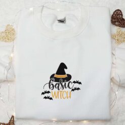 Basic Witch Hat Halloween Embroidered Sweatshirt Halloween Embroidered Shirt Best Halloween Shirt Ideas
