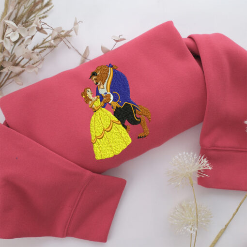 Beauty and The Beast Embroidery, Disneyland Embroidered Sweatshirt, Movie Disney Inspired, Best Gifts Idea For Him Her - Image 4