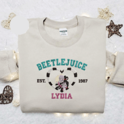 Beetlejuice And Lydia Sandworm Heart Est 987 Halloween Embroidered Shirt