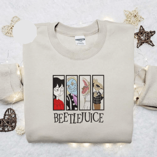 Beetlejuice Characters Blocks Halloween Embroidered Shirt