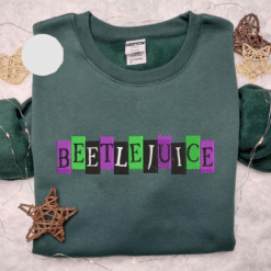 Beetlejuice Color Name Blocks Halloween Embroidered Shirt