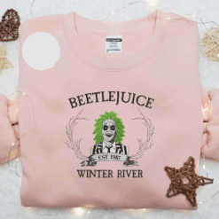 Beetlejuice Est 987 Winter River Halloween Embroidered Shirt