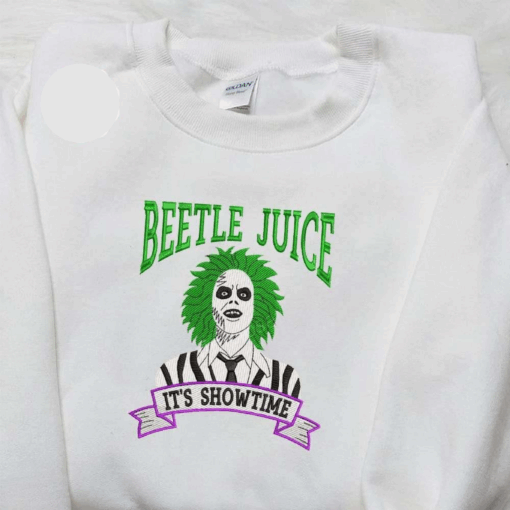Beetlejuice Its Showtime Halloween Embroidered Shirt