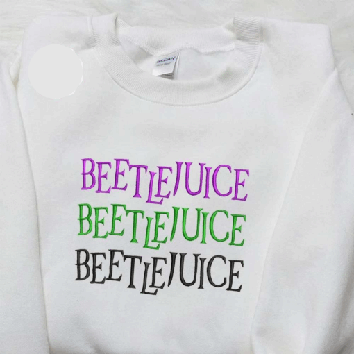 Beetlejuice Name Triple Line Halloween Embroidered Shirt