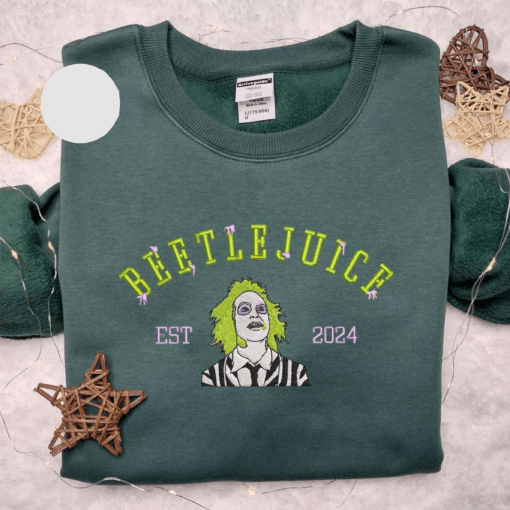 Beetlejuice Portrait Est 0 Halloween Embroidered Shirt