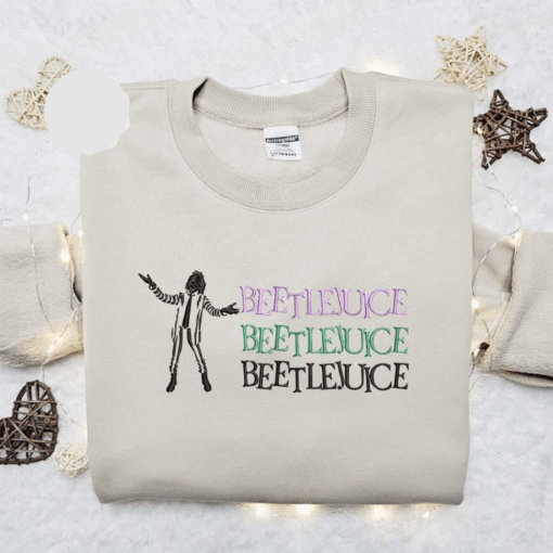 Beetlejuice Triple Line Halloween Embroidered Shirt