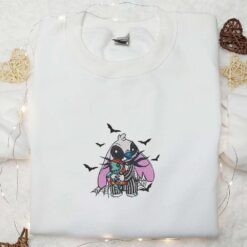 Beetlejuice x Stitch Embroidered Shirt Disney Embroidered Shirt Best Halloween Gifts for Family