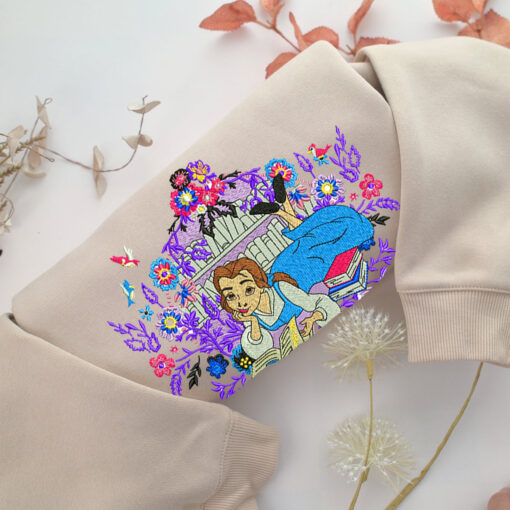 Belle Embroidery, Disneyland Embroidered Sweatshirt, Movie Disney Inspired, Best Gifts Idea For Him Her
