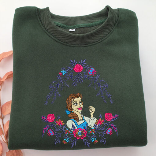 Belle v2 Embroidery, Disneyland Embroidered Sweatshirt, Movie Disney Inspired, Best Gifts Idea For Him Her - Image 3