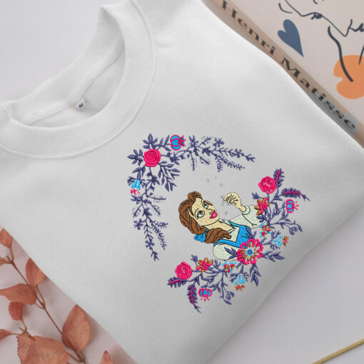 Belle v2 Embroidery, Disneyland Embroidered Sweatshirt, Movie Disney Inspired, Best Gifts Idea For Him Her - Image 2
