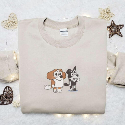 Bentley And Mackenzie Embroidered Shirt Bluey Cartoon Embroidered Hoodie Best Gift Idea