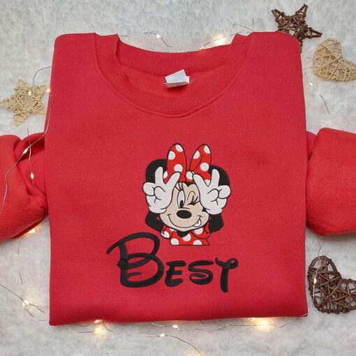 Best Friend Minnie Embroidered Shirt Disney Characters Embroidered Shirt Best Gift Ideas
