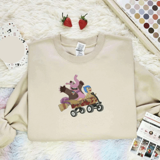Bing Bong And Joy Riding Embroidered Shirt Disney Pixar Inside Out Embroidered Hoodie