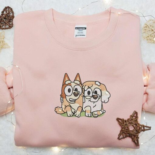 Bingo And Lila Grown Up Embroidered Shirt Bluey Cartoon Embroidered Hoodie Best Gift Idea