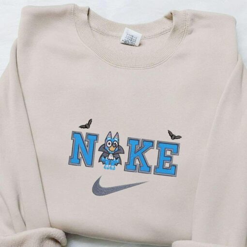 Bingo Dracula x Nike Embroidered Shirt Bluey Cartoon Embroidered Hoodie Halloween Embroidered Sweatshirt