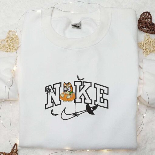 Bingo Pumpkin x Nike Embroidered Shirt Bluey Cartoon Embroidered Hoodie Halloween Embroidered Sweatshirt