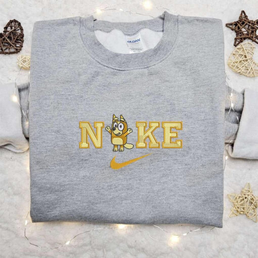 Bingo x Nike Cartoon Embroidered Hoodie The Bluey Embroidered Shirt Nike Inspired Embroidered Shirt