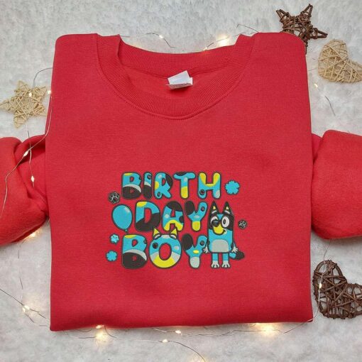 Birthday Boy Bluey Embroidered Shirt Cartoon Embroidered Hoodie Best Birthday Gift Idea