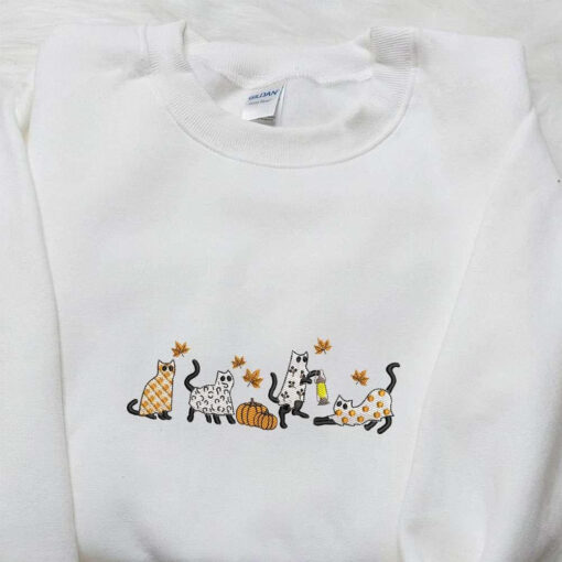 Black Cat Boo Ghost Halloween Embroidered Shirt Best Gifts For Family
