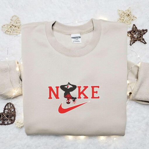 Black Spider Man x Nike Embroidered Shirt Marvel Superhero Embroidered Hoodie Nike Inspired Embroidered Sweatshirt