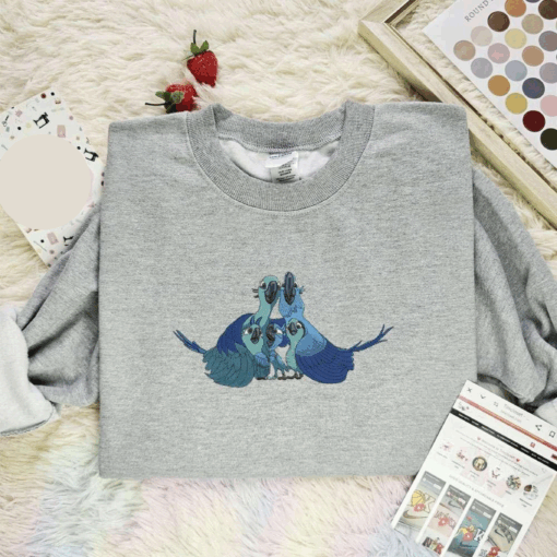 Blu And Jewel Family Embroidered Shirt Rio Cartoon Embroidered Hoodie