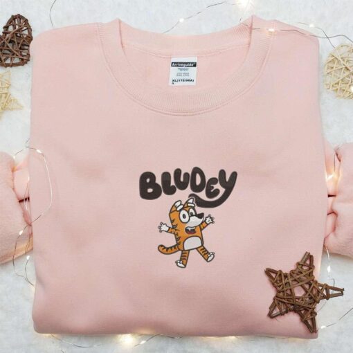 Bludey Tiger Embroidered Shirt Bluey Cartoon Embroidered Hoodie Best Gift Idea