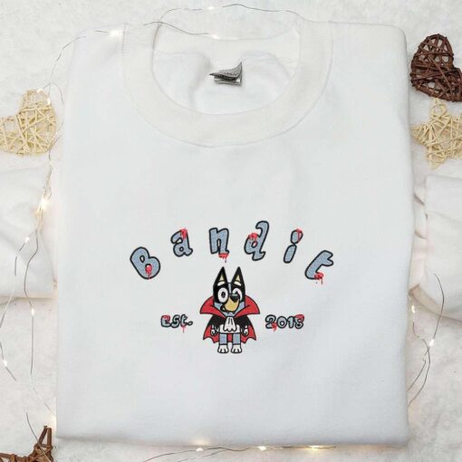 Bluey Bandit Heeler Est 2018 Halloween Embroidered Shirt Halloween Embroidered Shirt Best Halloween Gifts for Family