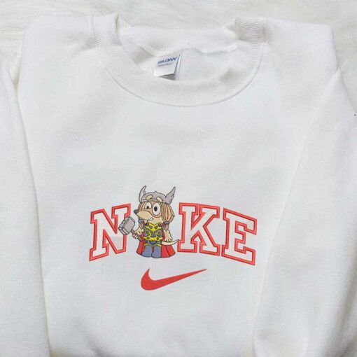 Bluey Thor Team Marvel x Nike Embroidered Shirt Cartoon Embroidered Hoodie Nike Inspired Embroidered T Shirt