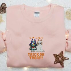 Bluey Trick Or Treat Halloween Embroidered Hoodie The Bluey Disney Halloween Embroidered Shirt Best Halloween Gift Ideas