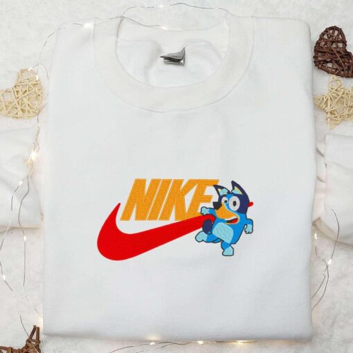 Bluey x Nike Cartoon Embroidered Shirt The Bluey Embroidered Shirt Custom Nike Embroidered Shirt
