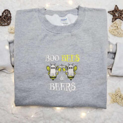 Boo Bees and Beers Embroidered Shirt Funny Halloween Embroidered Shirt Best Halloween Gifts for Family