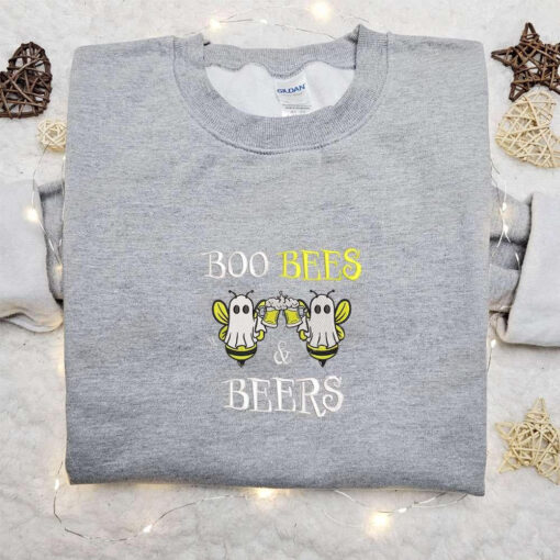 Boo Bees and Beers Embroidered Shirt Funny Halloween Embroidered Shirt Best Halloween Gifts for Family