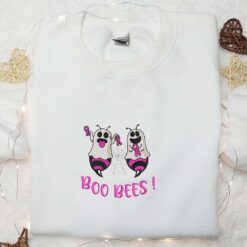 Boo Bees Ghost Embroidered Shirt Funny Halloween Embroidered Shirt Best Halloween Gifts for Family