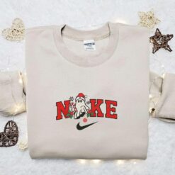 Boo Ghost Candy Cane x Nike Christmas Embroidered Sweatshirt Characters Movie Merry Christmas Embroidered Shirt Best Christmas Day Gift Ideas