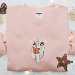 Booooks Cute Ghost Embroidered Shirt Halloween Embroidered Shirt Best Halloween Gifts for Family