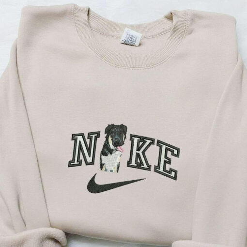 Border Collie Dog x Nike Embroidered Shirt Animal Embroidered Hoodie Nike Inspired Embroidered Sweatshirt