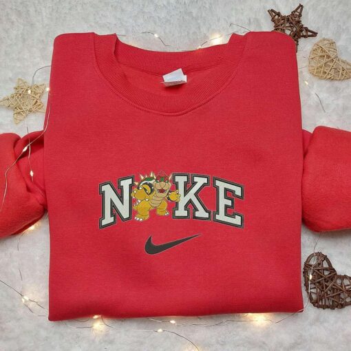 Bowser X Nike Movie Embroidered Hoodie Super Mario Embroidered Shirt Nike Inspired Embroidered Shirt