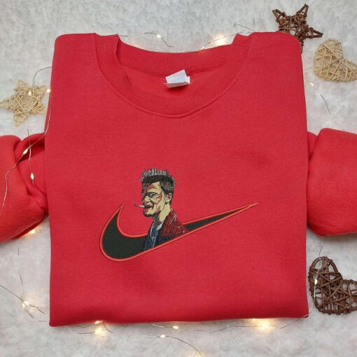 Brad Pitt x Nike Embroidered Shirt Custom Nike Embroidered Shirt Cartoon Embroidered Shirt